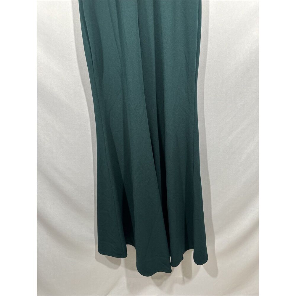 NEW $229 Betsy & Adam [‎ 8 ] Sleeveless Ruffle Bow Trumpet Gown in Pine Green - Picture 14 of 14
